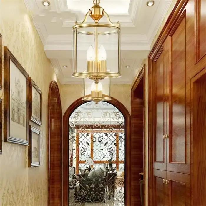 Lampe suspendue de style country américain en alliage de cuivre avec finition fer pour salon, salle à manger, couloir et autres pièces intérieures