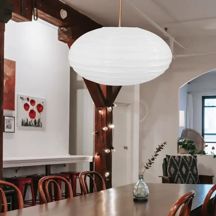 Abat-jour en papier rond blanc pliable