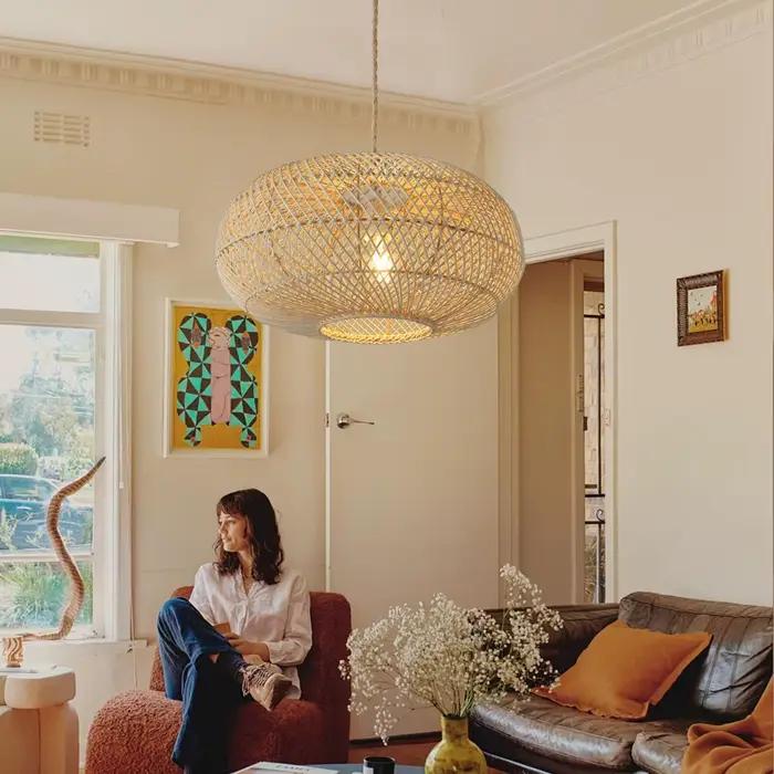 JOYINLED Lustre en rotin bohème moderne E27