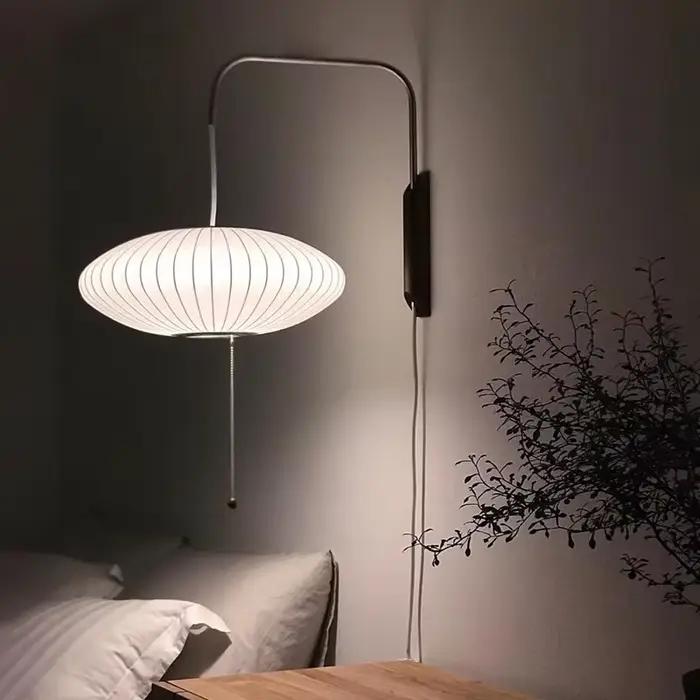 Applique murale en soie italienne minimaliste LED E27 soucoupe volante lumière décorative chambre chevet salon étude salle de thé éclairage mural
