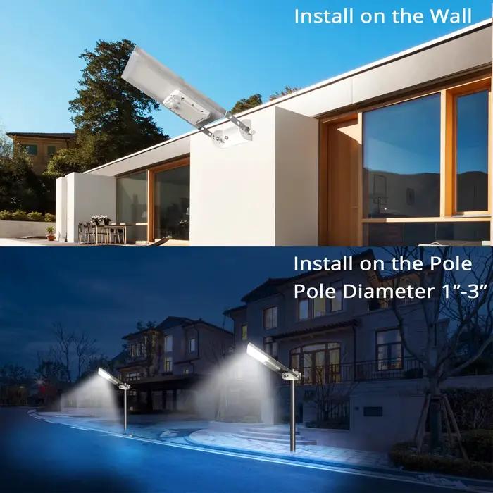 Réverbère solaire extérieur 30LED tout-en-un avec capteur de mouvement, moderne et résistant aux intempéries pour éclairer jardin, allée, usine ou garage