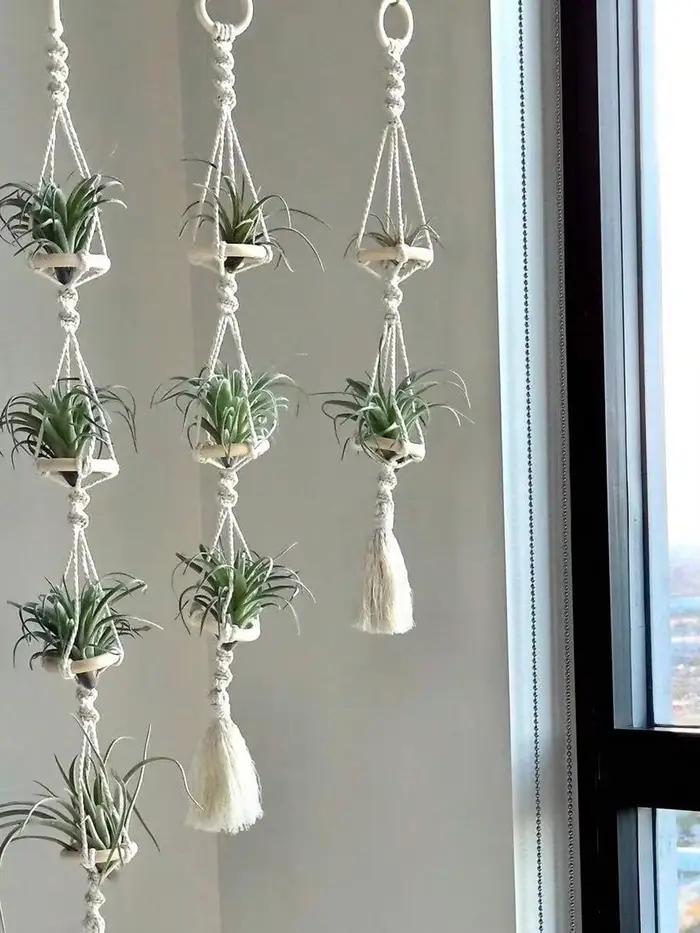 Cintres Muraux en Macramé pour Plantes à Air