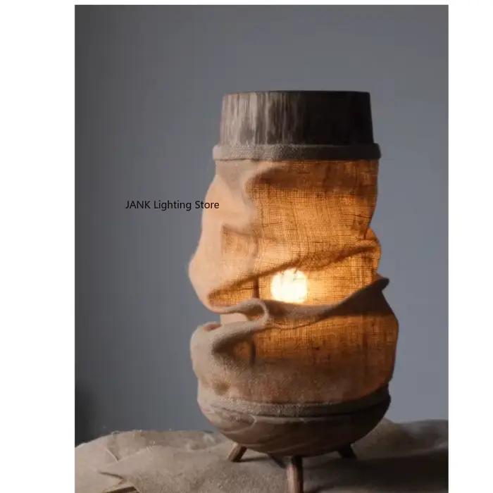 Lampe en lin faite à la main pour chambre à coucher style pastoral contemporain avec abat-jour tissu et base E27d LED écologique à offrir pour occations spéciales