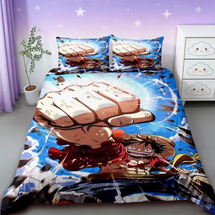 Parure de lit One Piece Anime, motif dessin animé japonais Brooke Luffy, pour lit simple ou double, décoration de chambre, cadeau pour adolescents et garçons