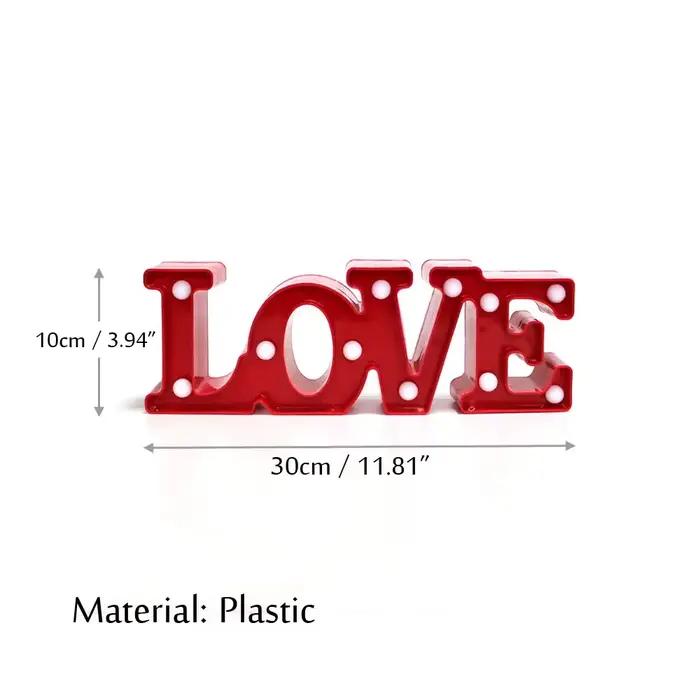 Proposition romantique de Saint-Valentin 3D AMOUR LED lettre signe veilleuse coeur chapiteau lampe de table lanternes lampe pour mariage de Noël