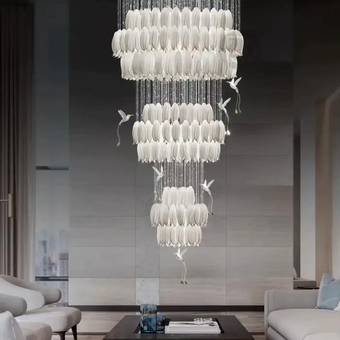 Lampe suspendue en céramique design créatif en forme de tulipe