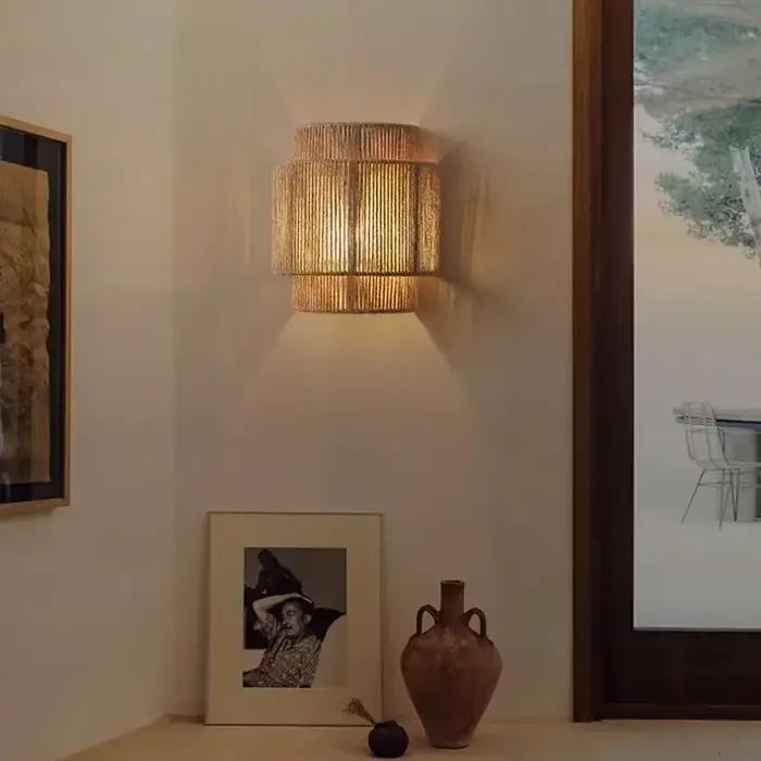Lampe murale en bambou style Art Déco pour chambre salon entrée et étude élégante et pratique à installer facilement