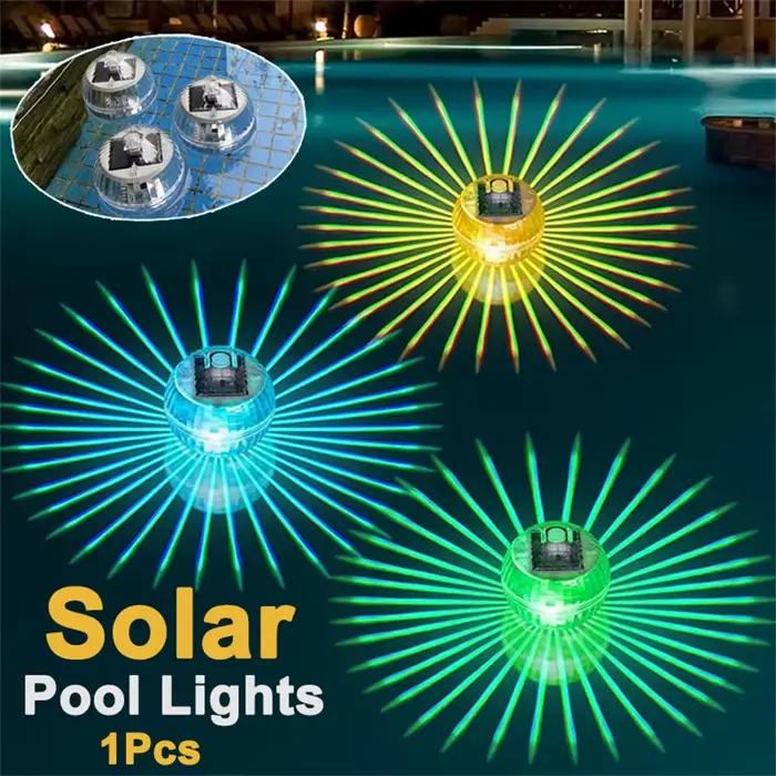 NOUVEAU Lampes solaires flottantes LED pour piscine, boule lumineuse alimentée par panneau solaire, étanche, effet disco, lumières changeantes de couleur