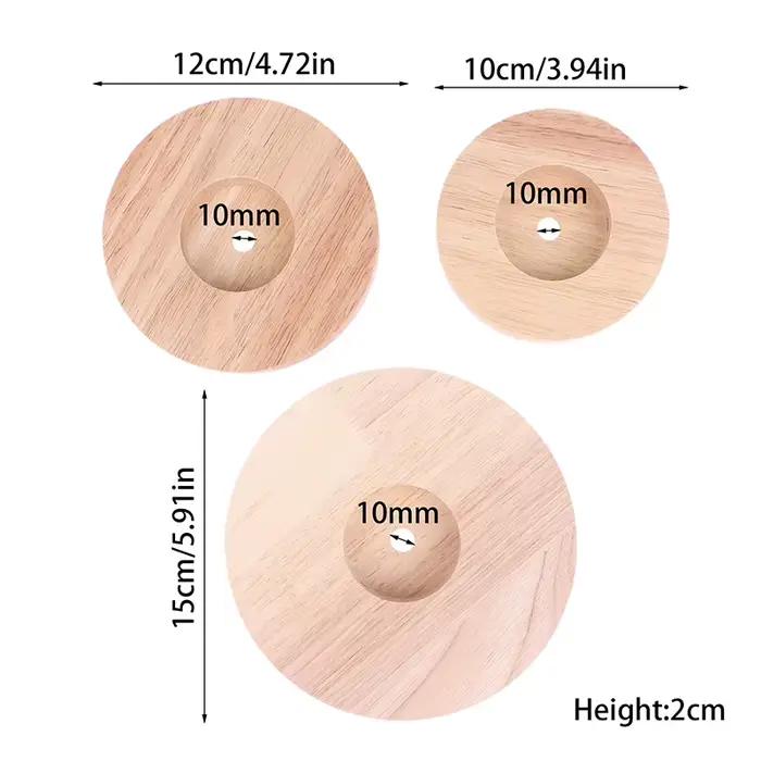 Base de lampe de table en bois rondes de 10 cm