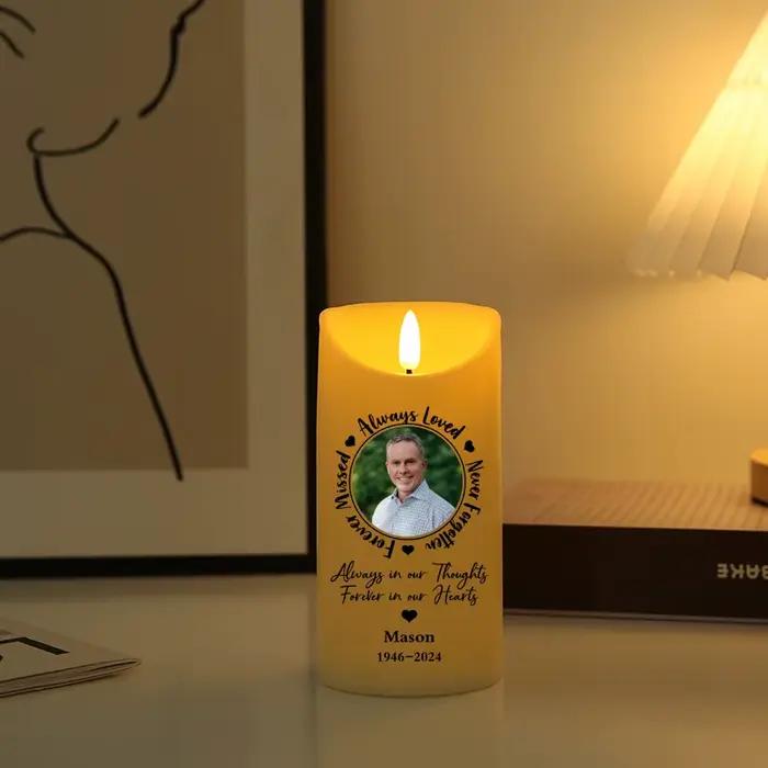 Bougie LED avec photo personnalisée commémorative de 6 pouces pour honorer des événements spéciaux vacances et souvenirs jamais oubliés cadeau émotionnel