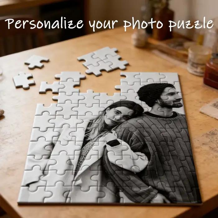 1 puzzle personnalisé, avec cadre photo ou puzzle seul, puzzle personnalisé, puzzle portrait de couple, cadeau puzzle personnalisé pour les fêtes