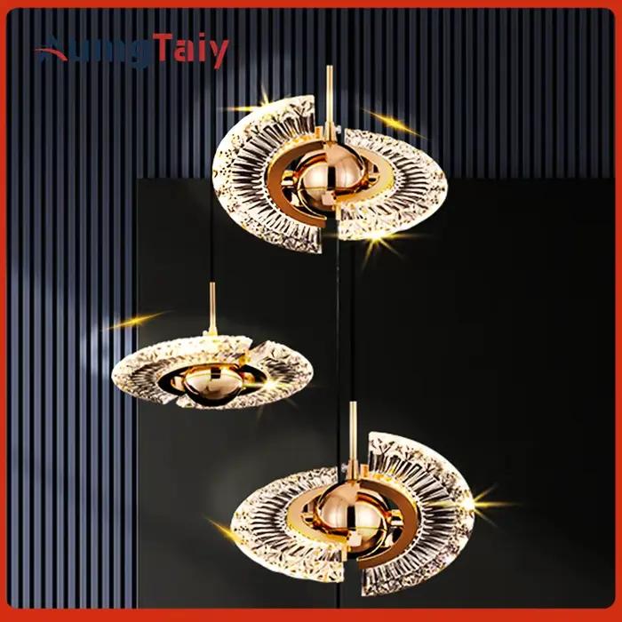Suspension LED rotative en cristal Frisbee