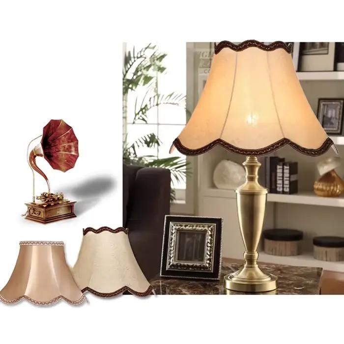 Americana européen rétro abat-jour dentelle bord garniture luxe