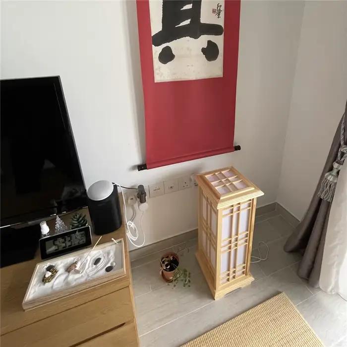 Lampadaire LED en bois de forme carrée de style hypothécaire ami japonais moderne
