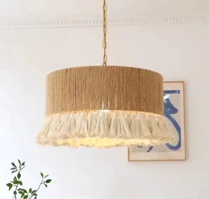 Lampes à pampilles bohème Vintage corde de chanvre suspension pour chambre Restaurant hôtel chez l'habitant lampe