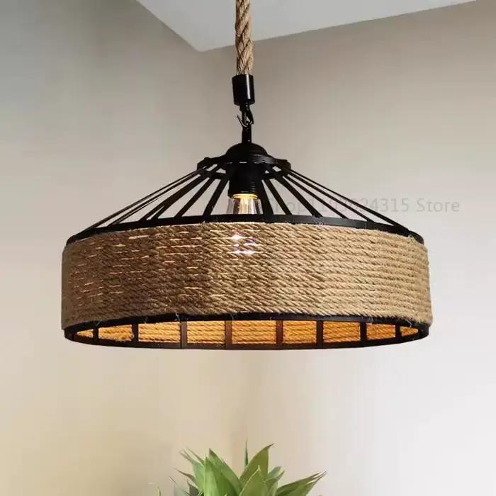 Lampe suspendue classique en corde de chanvre