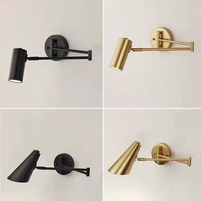 Lampes murales LED à bras long pivotant réglable moderne lecture interne applique murale rétractable pliante interrupteur de chevet domestique lumière de décoration