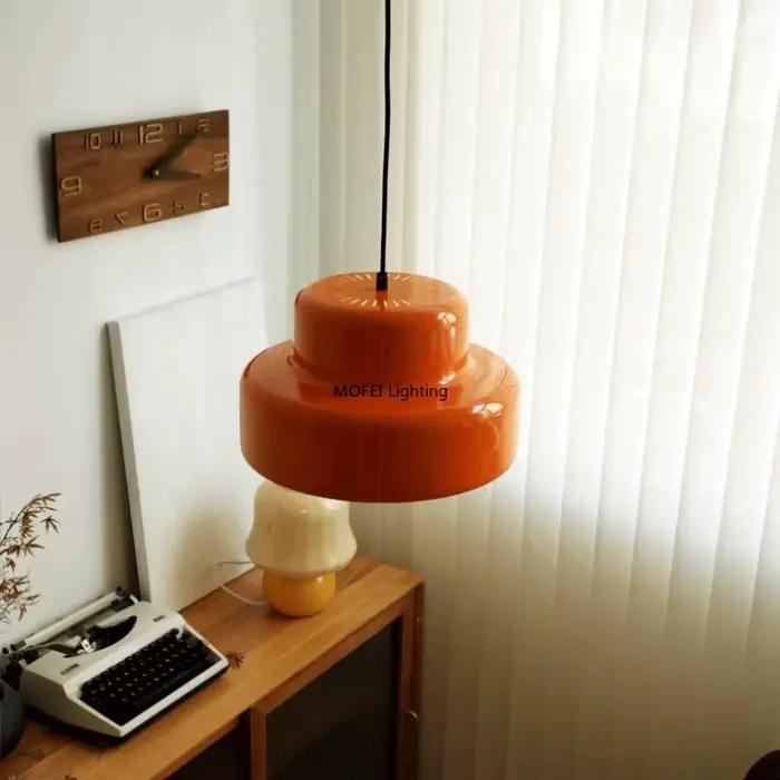 Nordique Orange minimalisme moderne verre suspension salle à manger