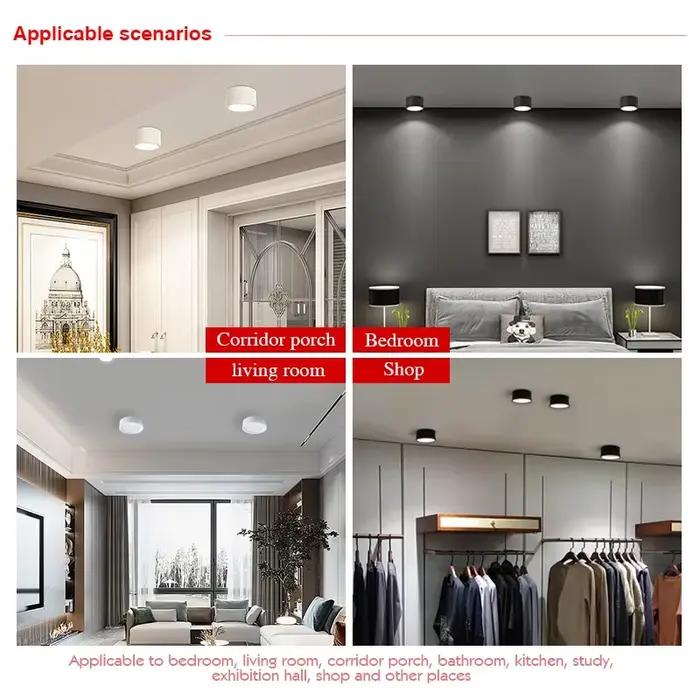 LED Downlight 9W 12W 15W 18W Surface plafonnier AC 220V 230V panneau LED rond vers le bas lumières projecteur pour l'éclairage du salon
