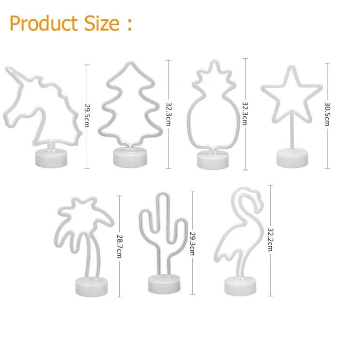Arc-en-ciel Catus Led néons cocont arbre ananas enseigne au néon lampe USB/alimentation par batterie Unicon