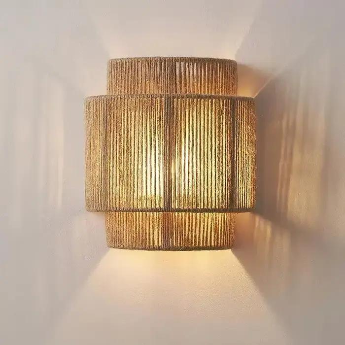 Lampe murale en bambou style Art Déco pour chambre salon entrée et étude élégante et pratique à installer facilement