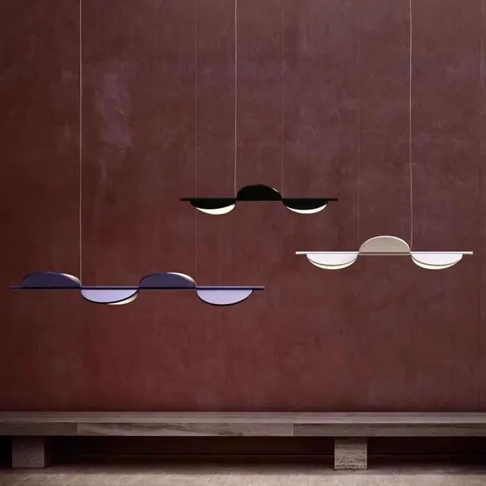 Style italien design restaurant feuille lustre moderne protection des yeux longue bande lumineuse chambre luminaires décoratifs
