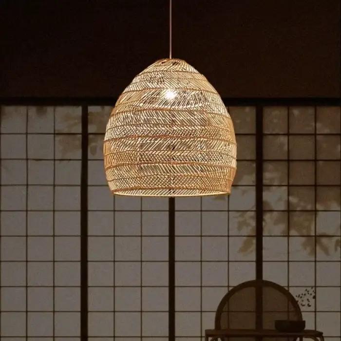 Lampes suspendues Cloche en rotin Style Vintage fait à la main