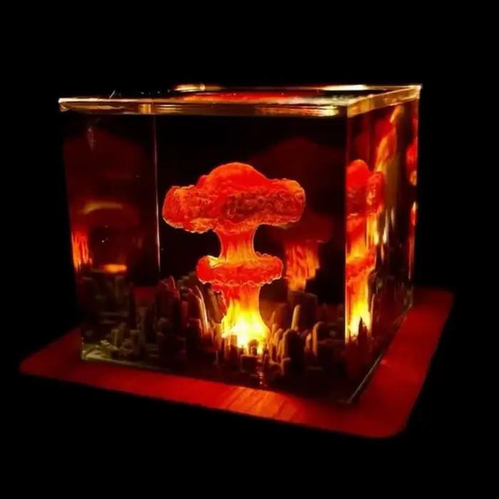Lampe Volcan Rechargeable en Résine 3D