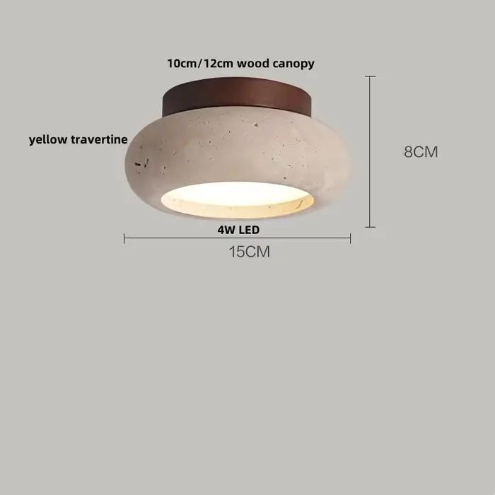 IWHD bois auvent LED plafonnier nordique moderne Simple Ellipse naturel jaune travertin