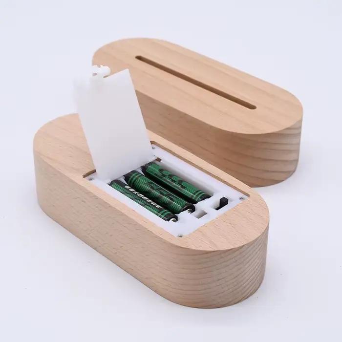Veilleuses ovales en bois AAA