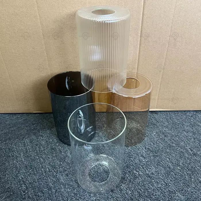 Abat-jour cylindrique en verre transparent/ambre/gris fumée E27/E26 remplace les lampes suspendues