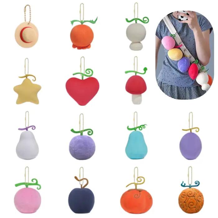 Peluche ONE PIECE avec pendentif Fruit du Diable Chapeau de Paille, poupée en peluche avec chaîne de perles, décoration suspendue, cadeaux de merchandising anime