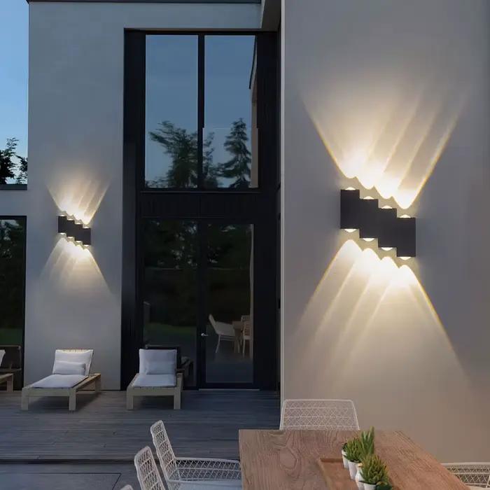 Applique murale extérieure étanche, éclairage mural bidirectionnel, lampe LED moderne pour cour