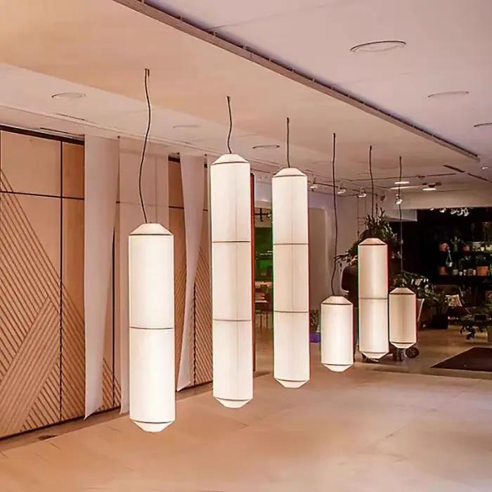 Tekio suspension horizontale Janpanese longue bande lampe en papier restaurant wabi sabi
