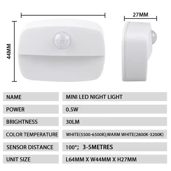 Lampe de nuit intelligente LED marche/arrêt automatique, lumière sous-meuble, capteur de mouvement PIR, cuisine, chambre à coucher, pour placard de nuit, placard, escaliers