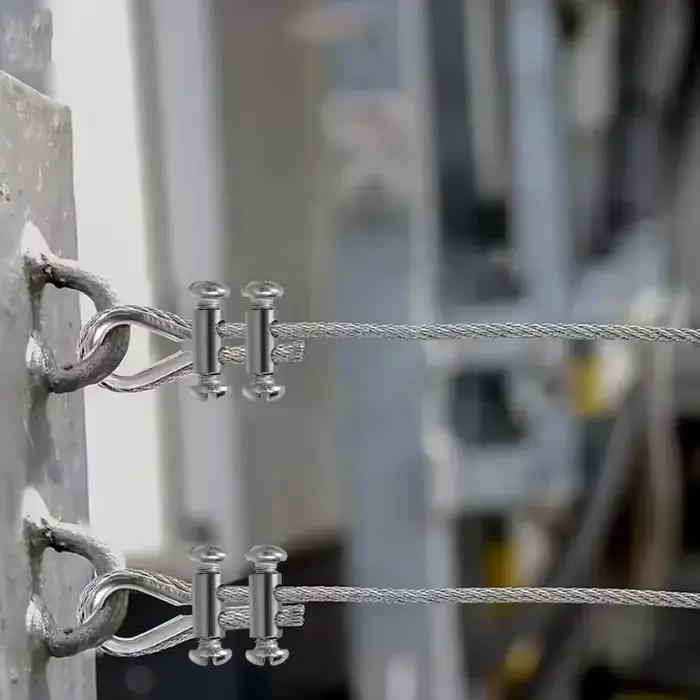 Pinces à câbles métalliques en acier, vente en gros, serre-câble de Suspension à Double trou, réglage de vis transversale, fixation de verrouillage télescopique, Clips en cuivre