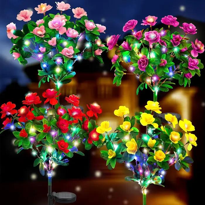 Lampe Solaire à LED avec Fleurs d'Azalées