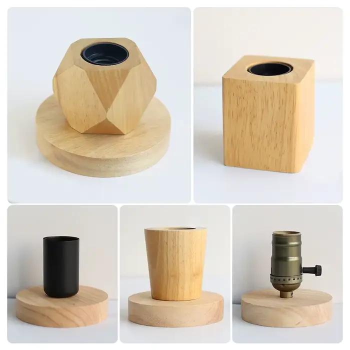 Lampe de Table rétro Vintage en bois E27