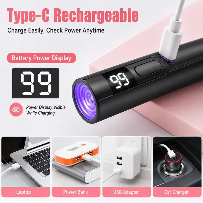 Lampe à ongles UV LED rechargeable mini avec écran intelligent, séchoir à ongles portable à séchage rapide, support pour manucure, lumière UV de bureau amovible