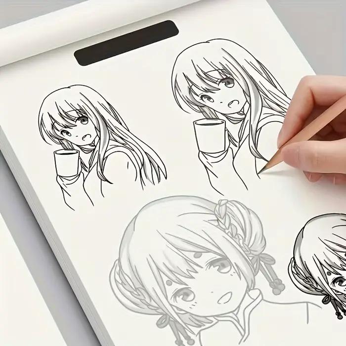 Livre de dessin de lignes de personnages d'anime pour débutants | Carnet de croquis de 48 pages avec lignes de base | Idéal pour les caricaturistes et les stylistes de dessins animés