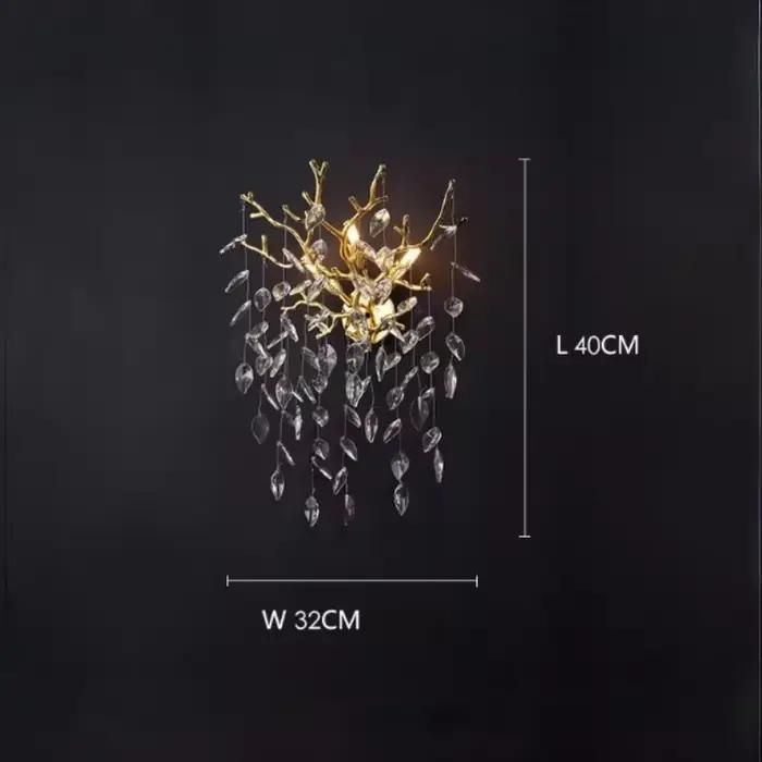Lustre en cristal K9 doré moderne avec branches d'arbre ronde pour salon et salle à manger luminaire LED plafond nordique chandelier
