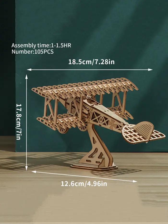 Puzzle 3D en bois, bricolage artisanal, kits de modèles biplan, cadeaux faits à la main