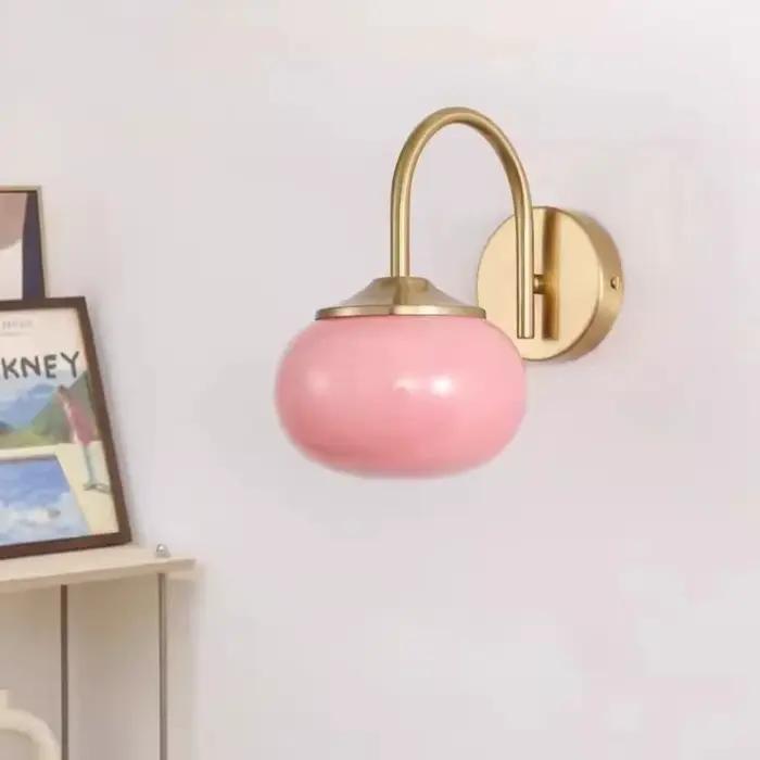 Applique murale moderne en forme de boule de verre rose et blanche élégante pour fille salon chambre à coucher cuisine boutique luminaire mural flux lumineux LED haute qualité matériau métal zone d'éclairage 3-5 mètres carrés installation facile inclusion de LED occasionnelle usage personnel ou comm