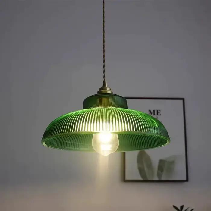 Vintage verre suspension vert lampe suspendue salon Luminaire Hall chambre Table à manger luminaires d'intérieur Lustre LED décor