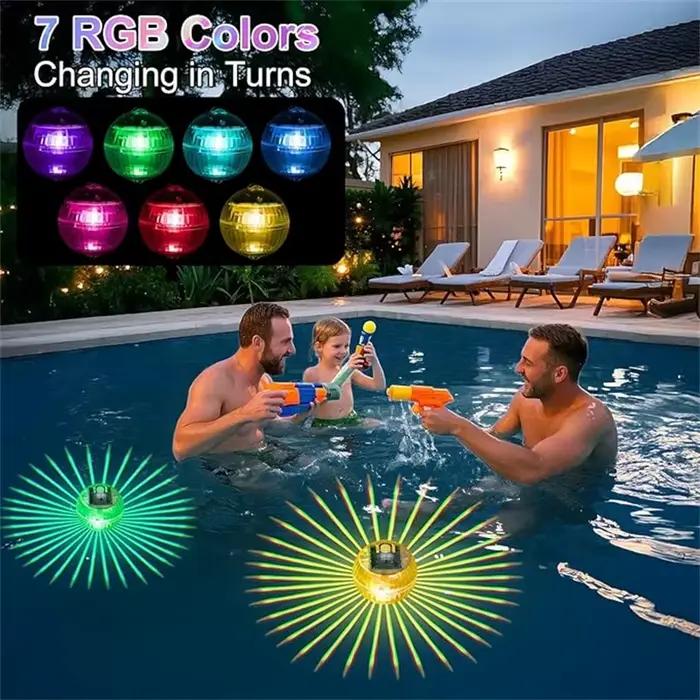 NOUVEAU Lampes solaires flottantes LED pour piscine, boule lumineuse alimentée par panneau solaire, étanche, effet disco, lumières changeantes de couleur