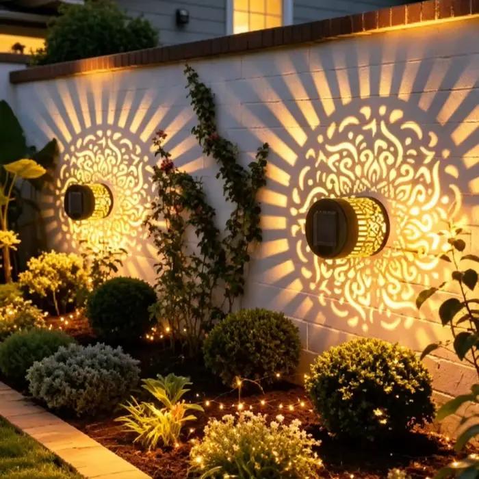 Lampe solaire Mandala, lampe en fer forgé ajouré