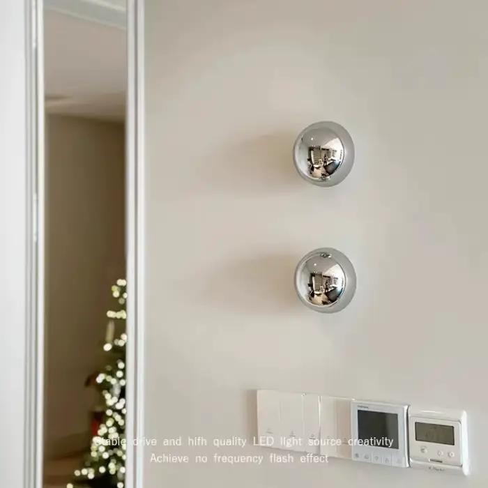 Lampe murale luxueuse en argent plaqué, style nordique minimaliste, moderne et simple, circulaire, pour couloir, escalier, lampe de chevet effet éclipse lunaire, décoration intérieure