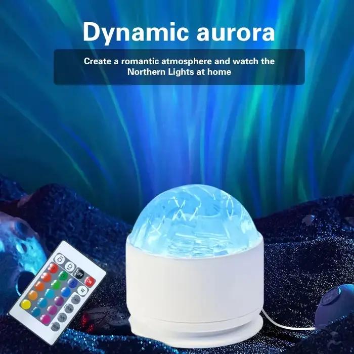LED veilleuse aurore du nord/ondulation d'eau projecteur lampe avec télécommande fête décor lumière