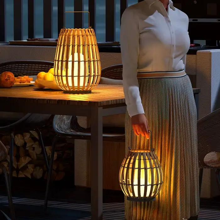 Lampes solaires LED lampadaire extérieur étanche énergie solaire Imitation rotin lampe d'ambiance décor à la maison Villa porte jardin cour