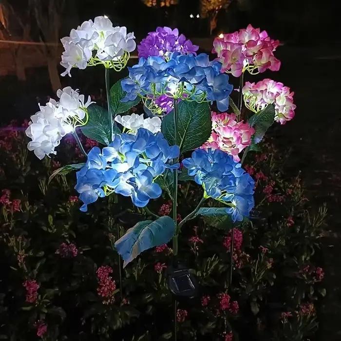 Lampe solaire en forme de fleur d'hortensia